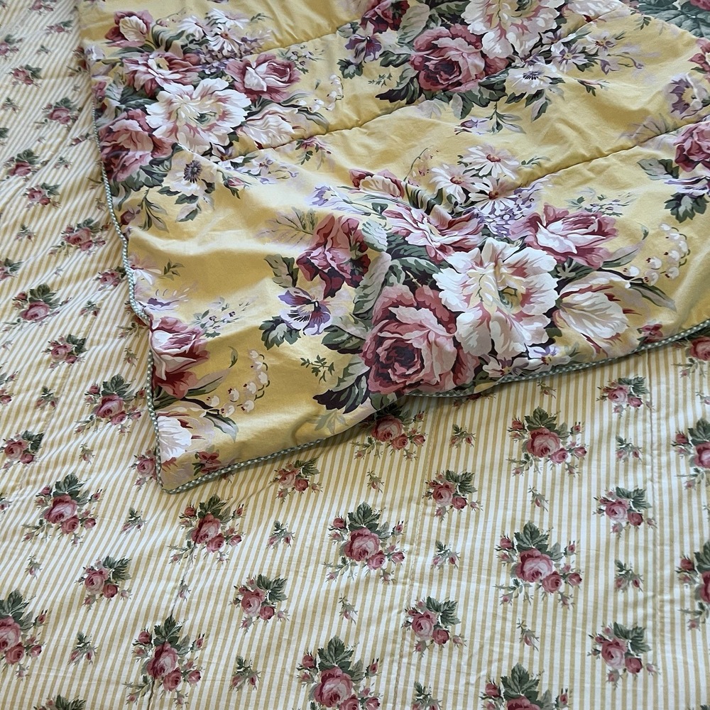 Vtg Ralph Lauren Sophie Brooke Quilted Queen Comforter Cabbage Rose